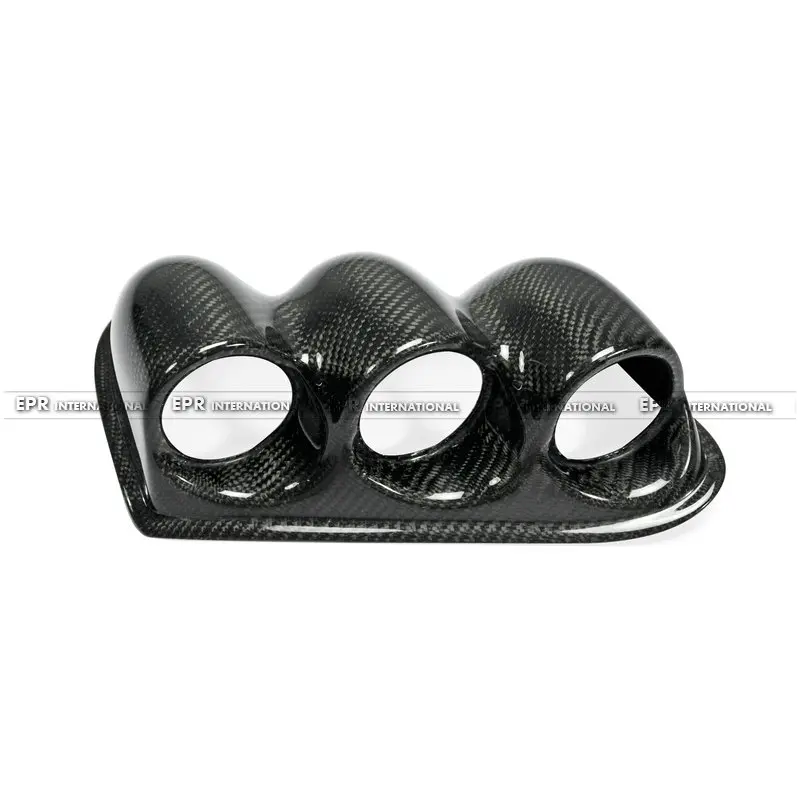 For Mitsubishi Evolution EVO 7 8 9 Carbon Fiber Dash Triple Gauge Pod RHD 60mm Glossy Finish Inner Dial Cover Fibre Drift Kit