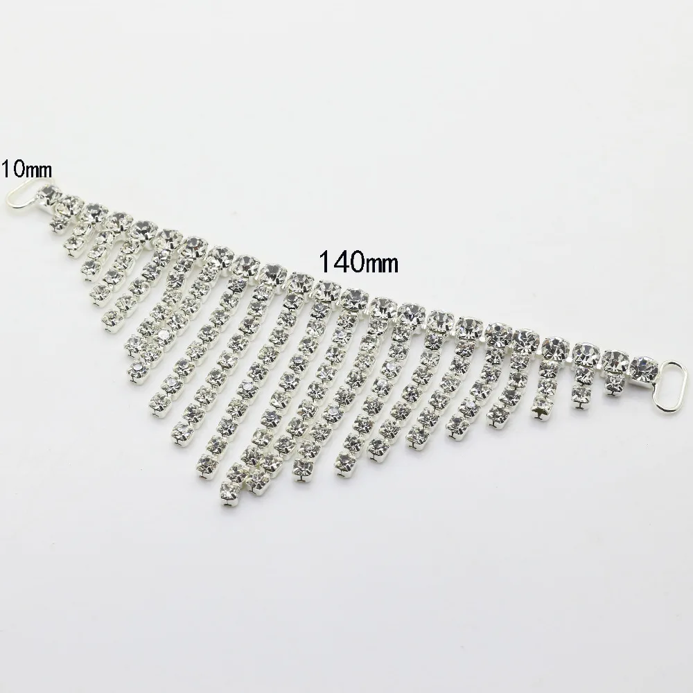 Hot! Rhinestone Bikini Connectors and Buckle, Stunning Look Metal Chain, Swimming Wear, Bikini Decoration, 140mm, 10Pcs