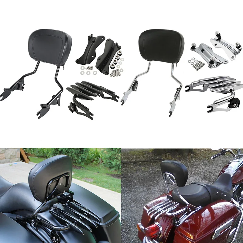 Motorcycle Detachable Backrest Sissy Bar Luggage Rack For Harley Touring Road King Street Glide Road Glide CVO FLTRXS 2014-2024