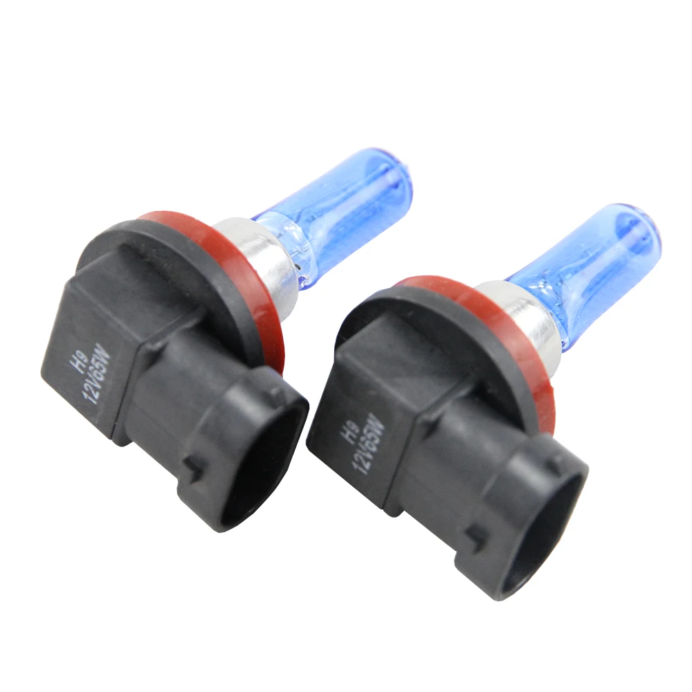 A Pair of H8 H9 H11 12V 65W 6500K Super White Light Auto Car Halogen Bulb Front Fog Light Headlights Lamps