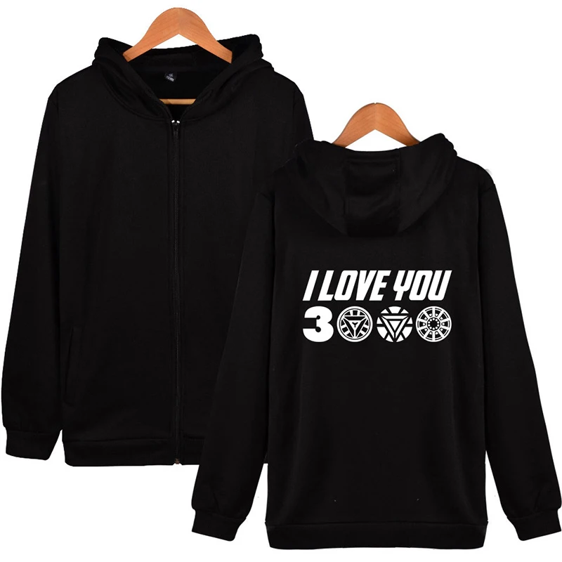 

I Love You 3000 Times Hoody Fashion Men Women Zipper Hoodies Jackets Casual Tracksuit Tops Long Sleeve Zip Up Hooded Sweatshirts