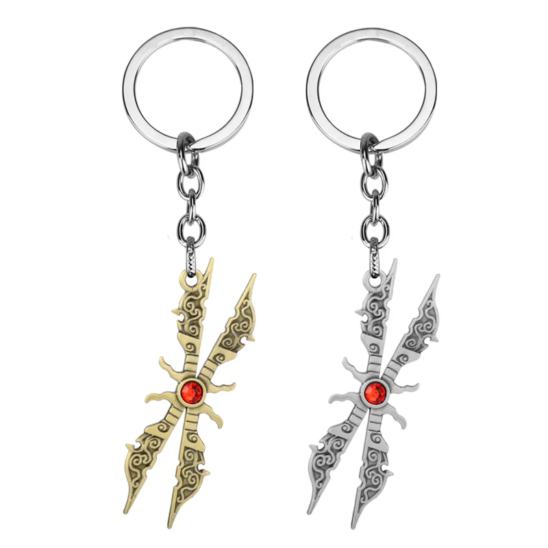 dongsheng League Of Legends LOL Irelia Blade Will Weapon model Scissor keychain Metal Pendant KeyRing men Jewelry Gift keyholder