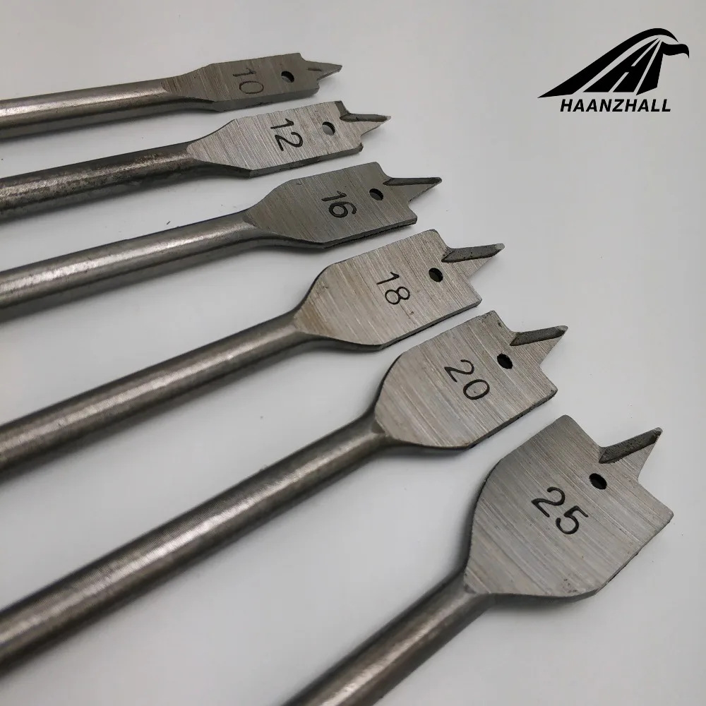6Pcs 10-25 millimetri Piatto Trapano Lungo di Alta-Acciaio al carbonio Piatto di Legno Trapano Set Lavorazione Del Legno Spade Drill bit Durevole Strumenti di Lavorazione Del Legno trapano
