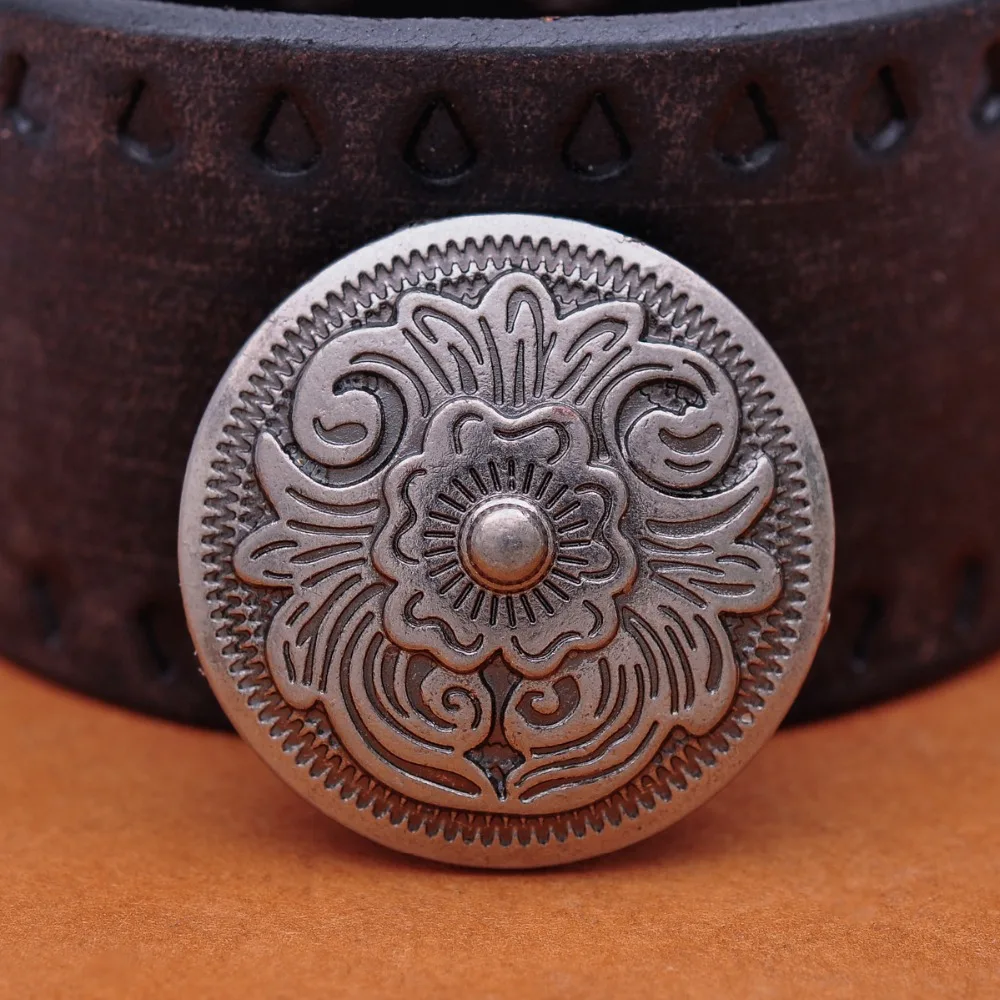 

10PC 32X32MM Antique Silver Western Decor Flower Leathercraft Saddle Conchos Button Rivet Stud Set