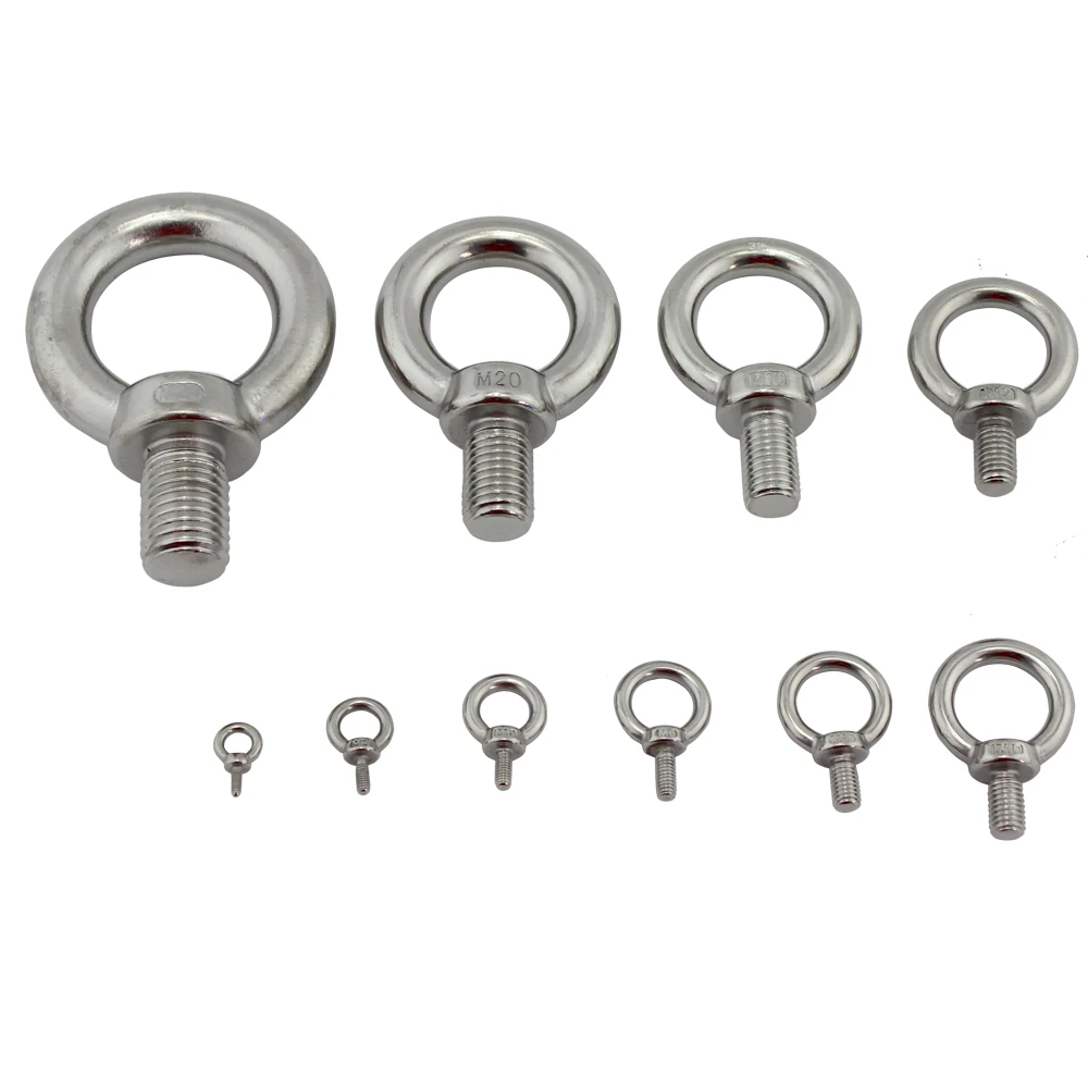 A2 Stainless Marine Lifting Eye Bolt Marine Lifting JIS1168 Eye Bolt SUS304 Ring Screw Loop Hole 7pcs M6 4pcs M8 2pcs M10