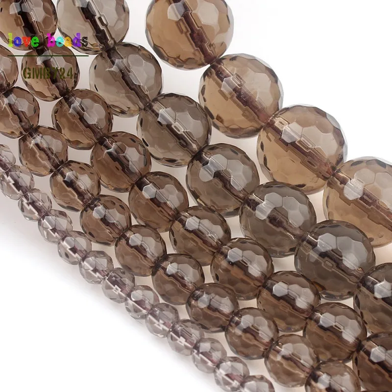 Faceted smoky quartzs transparent glitter glass crystal beads jewelry making round loose beads Diy bracelet necklace jewelry