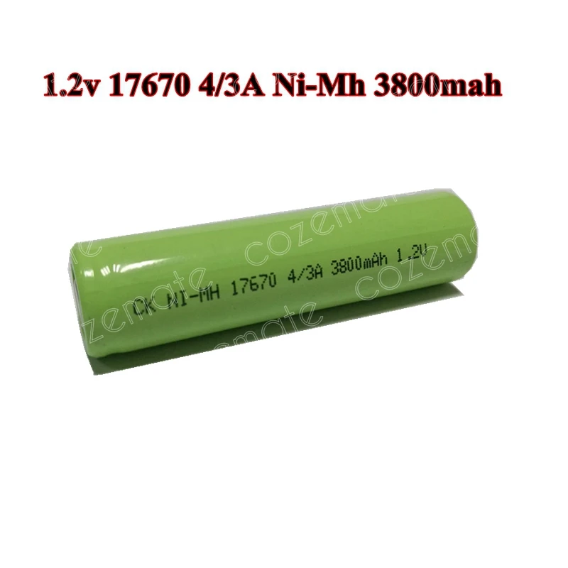 6pcs/12PCS 1.2v 17670 4/3A Ni-Mh Rechargeable Battery 7/5A 3800mAh NiMh Batteries for Cleaner Sweeper Medical Equipment