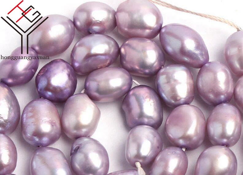 

One Strands Real Pearl 9-10mm Bright Purple Pearl Oval Baroque Natural Freshwater Pearl loose beads 35cm / 15inch