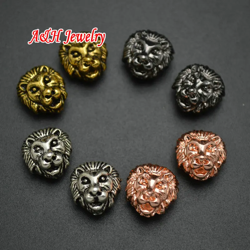 20pcs Solid Alloy Lion Head Beads For Bracelets Decoration DIY Findings