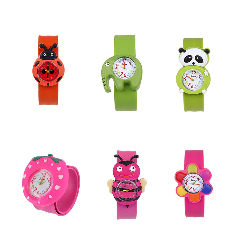 1 sztuk zwierząt/roślin kształt dzieci zegarki dzieci Wrist zegarek kwarcowy pasek silikonowy śliczne 3D Cartoon Style moda prezent urodzinowy