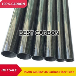 Free shiping 2000mm length Plain glossy 3K Carbon Fiber Fabric Wound Tube