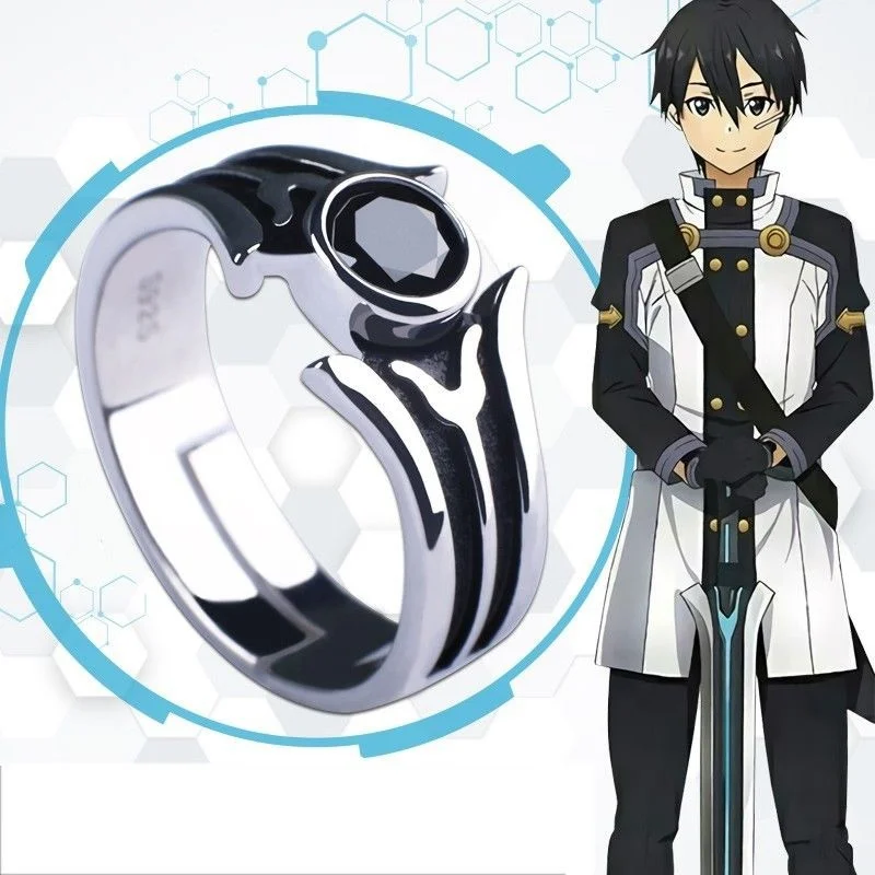 

Deluxe Anime Sword Art Online Kirito Adjustable Ring Cosplay Kirigaya Kazuto SAO S925 Sliver Jewelry Gift