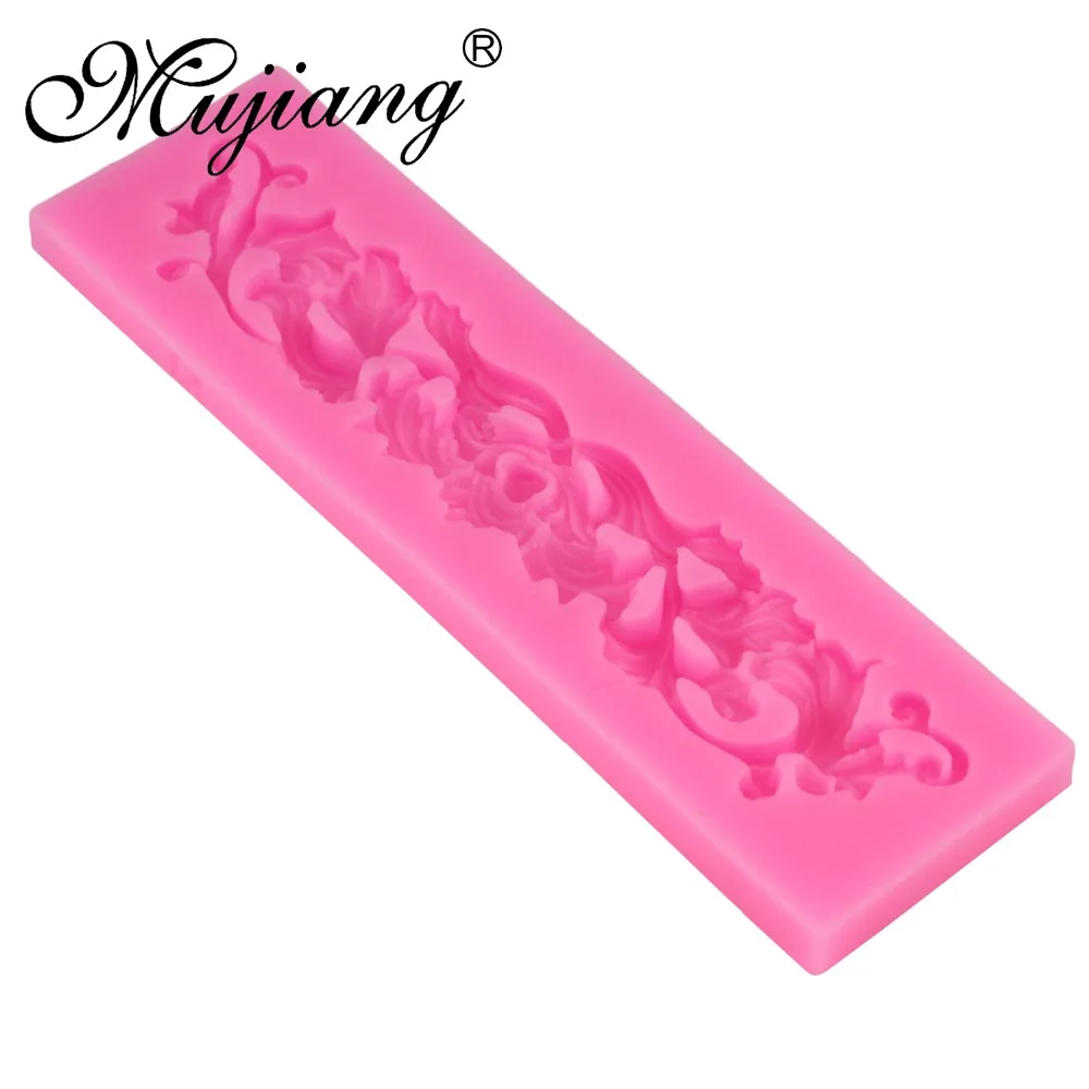 Mujiang DIY Leaf Lace Silicone Molds Gum Paste Chocolate Fondant Sugarcraft Cake Border Decorating Tools