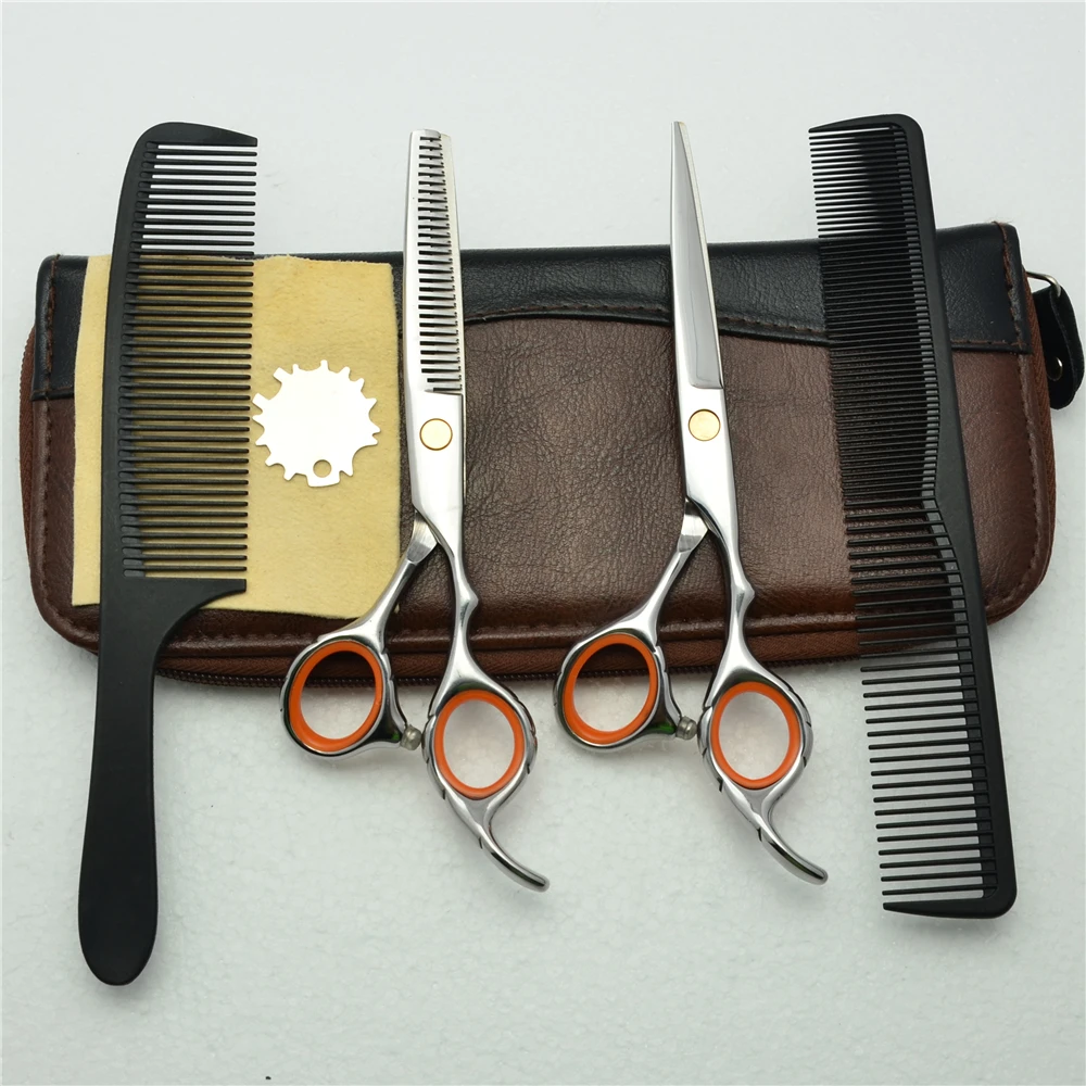 1009C 4Pcs 5.5'' / 6.0'' Customized Brand Best Hairdressing Scissors Silvery Cutting Scissors Thinning Shears Hair Scissors Suit