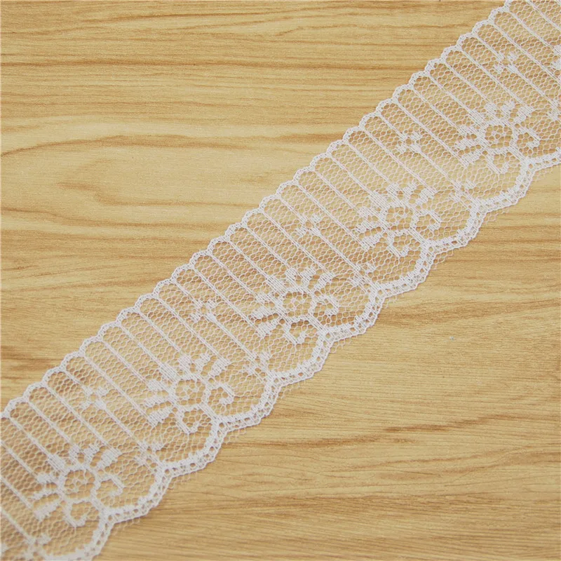 White Polyester Lace 50mm Trim Fabric Sewing Accessories Cloth Wedding Dress Decoration Ribbon Craft Supplies 300yards L723