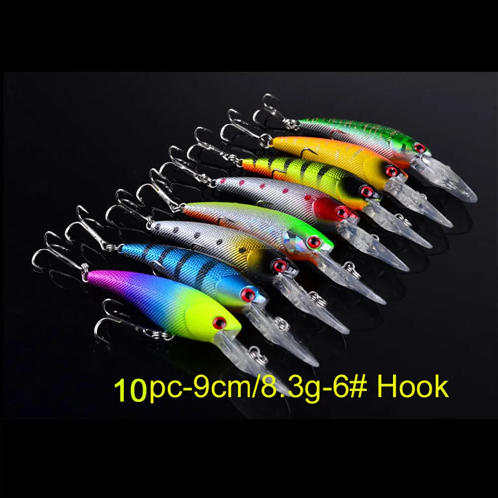 20pcs/lot 2 Mixed Models Fishing Lures Set 20 Colors Minnow Fishing Hard Baits Bass Crankbait Sharp Hooks Tackle