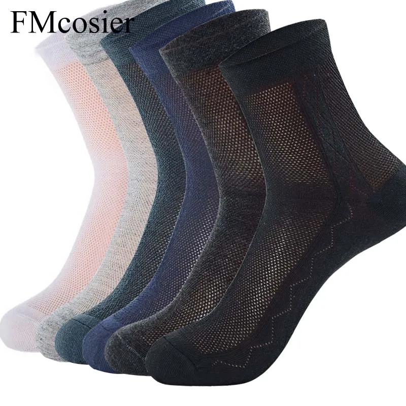 

6 Pairs Lot High Quality Autumn Summer 100 Cotton Mesh Socks for Men Thin Black White Gray Sokken Mens Dress Breathable Casual