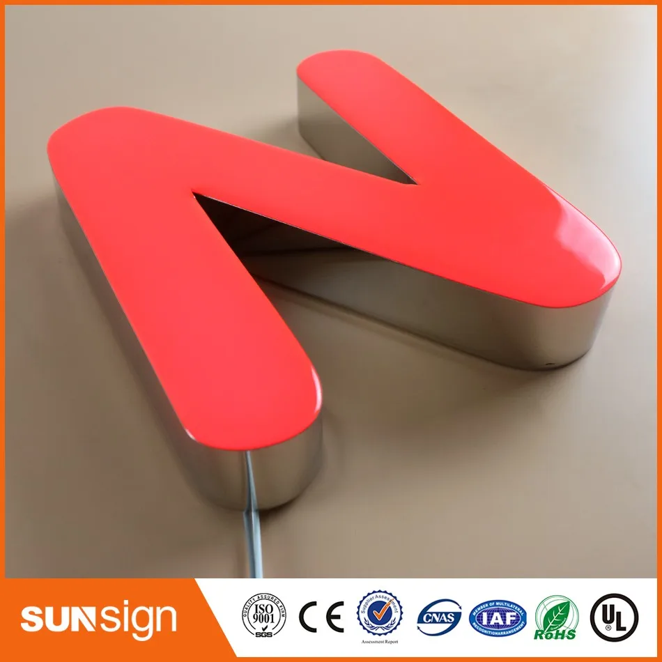 Glossy Rvs Terugkeer Rode Epoxyhars Led Doosletters Teken