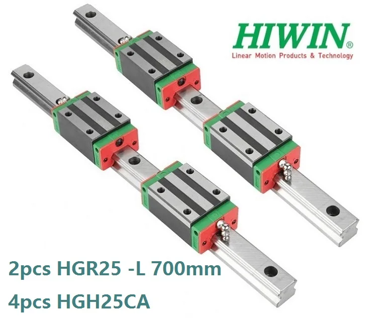 

2pcs 100% Original New Hiwin HGR25 -L 700mm linear rail + 4pcs HGH25CA linear narrow blocks for CNC router