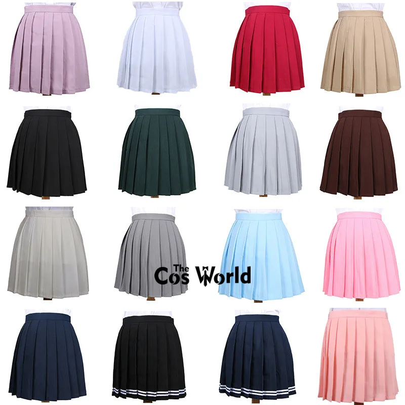 Japanese Women's Summer High Waist Pleated Plaid Skirts JK School Uniform Anime Cosplay Costumes