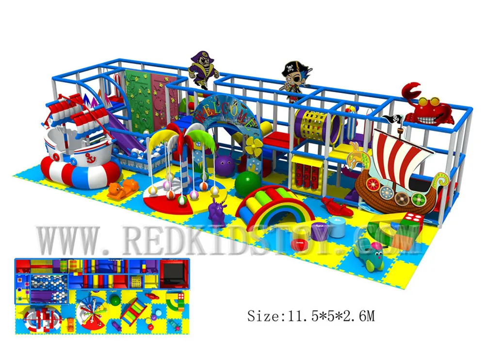 EU Standard Pirate Ship Theme Electric Indoor Playground for Children 11.5x5m HZ-180119b