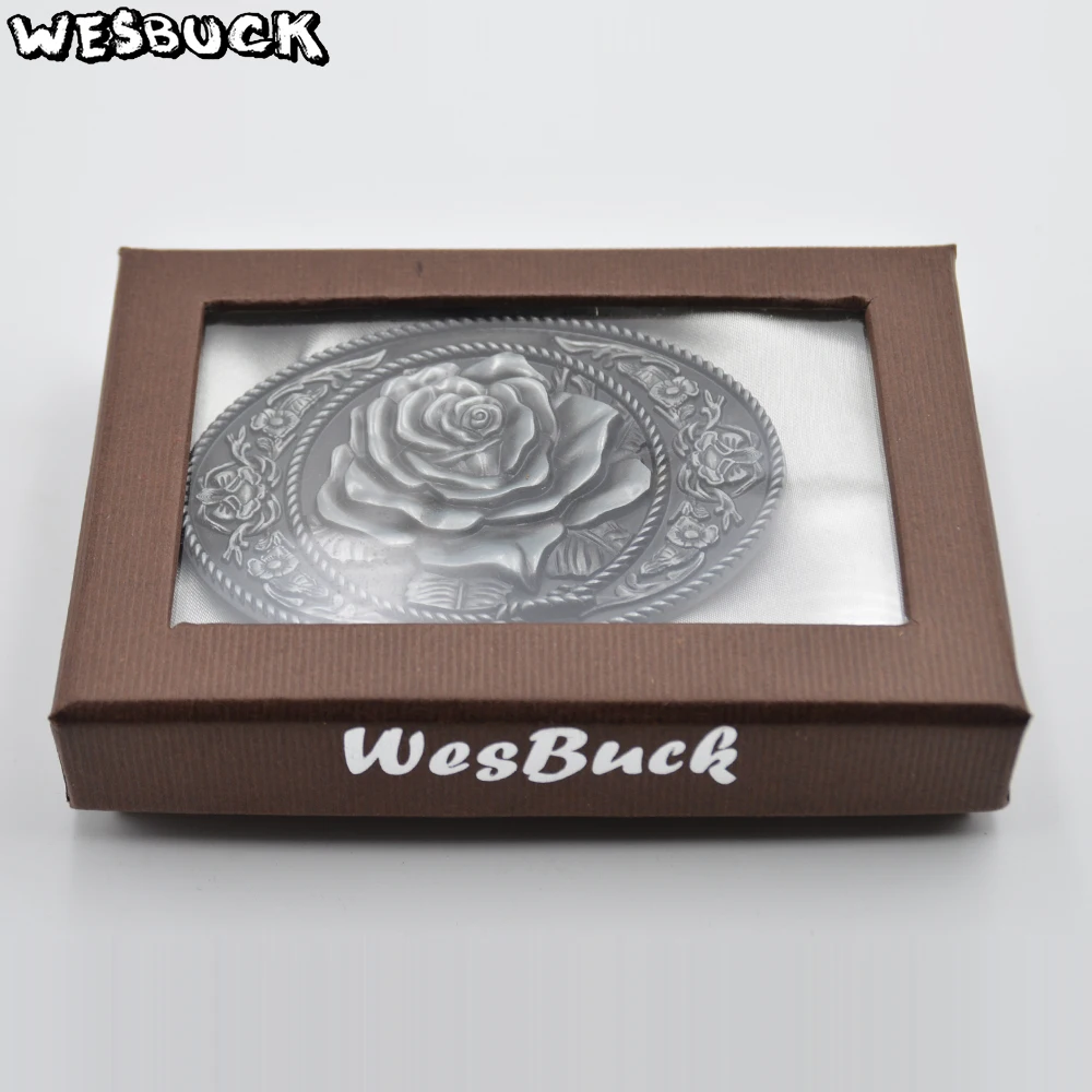 WesBuck Brand Buckle New High-quality 3D Red Roses Fashion belt buckle Classic Mens Womens Jeans accessories