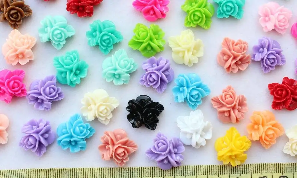 

220pcs Flatback mixed Resin Flower Rose Bouquet Cabochons 18mm DIY, scrapbook, hair bow, flower centers, cell phone decor D25