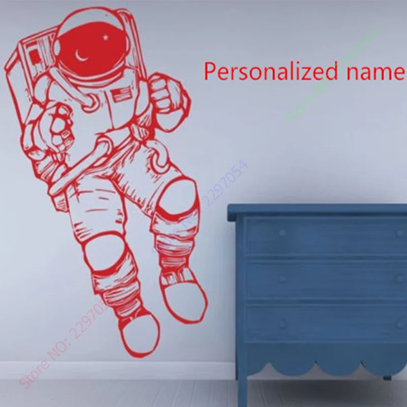 

Personalized Name Outer Space Astronaut Vinyl Wall Decal Art Home Decoration Wall Sticker Mural Decor
