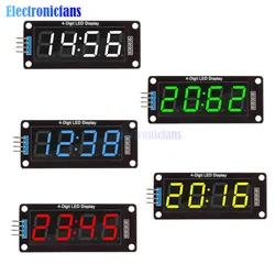 0.56 inch 4-Digit 7 Segments Digital Tube Clock Module Double Dots Blue Yellow White Green Red LED Display TM1637 For Arduino