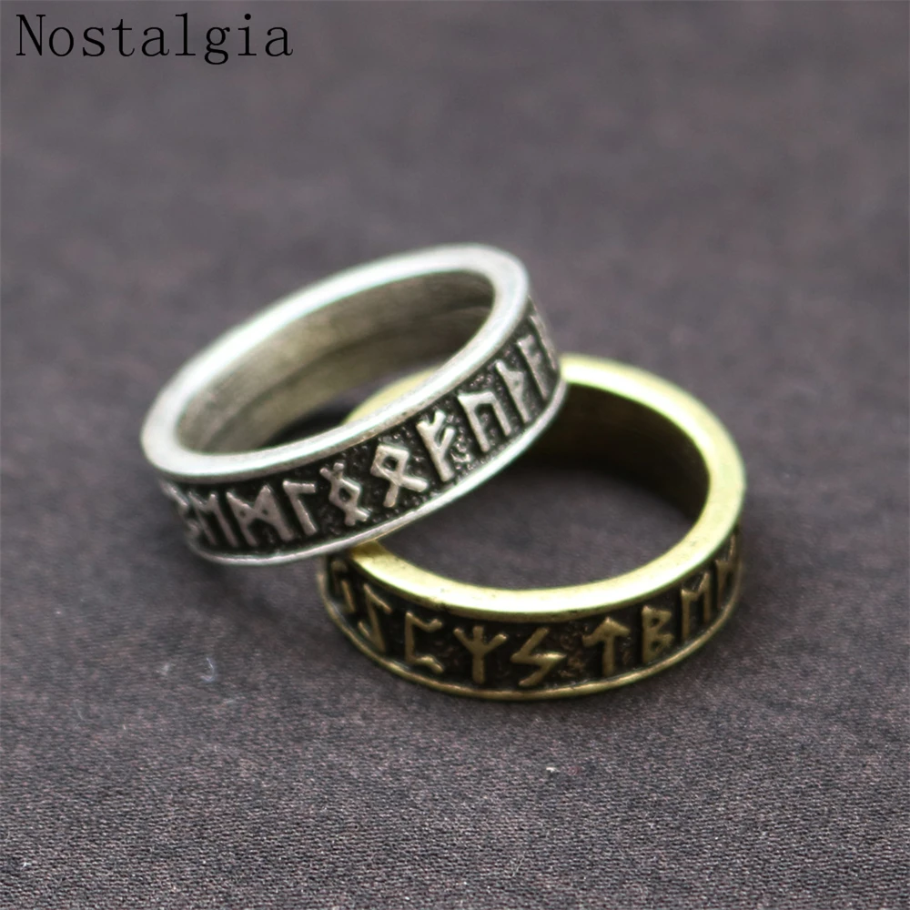 Nostalgia Punk Fashion Retro Viking Rune Ring with Elder Futhark Runes Amulet Vintage Norse Rings For Women Scandinavian Jewelry