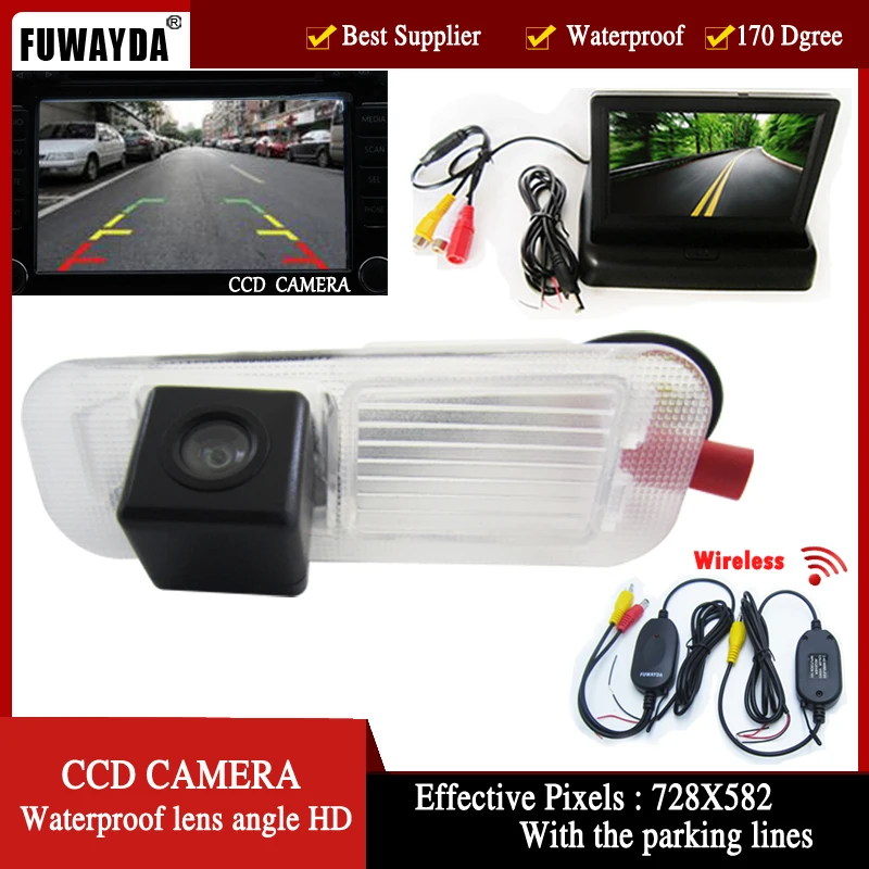 FUWAYDA wireless Color CCD chip Car Rear View backup parking Camera for Kia K2 RIO Sedan,with 4.3 Inch foldable LCD TFT Monitor