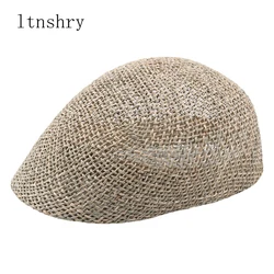 2019 Summer Breathable Men Handmade Straw Newsboy Caps For Women Campaniform Church Cap Berets for Parent Ivy Hats with Visors