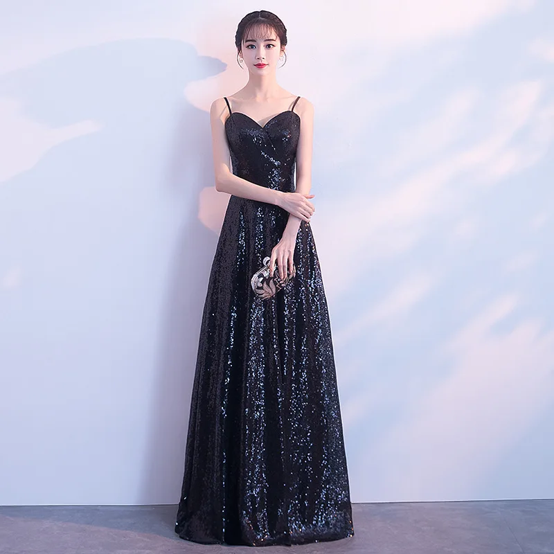 

Special Occasion Dresses 2019 New Golden Sexy Sweetheart Prom Dress Elegant Party Dress Summer Spaghetti Strap a Line Sequins