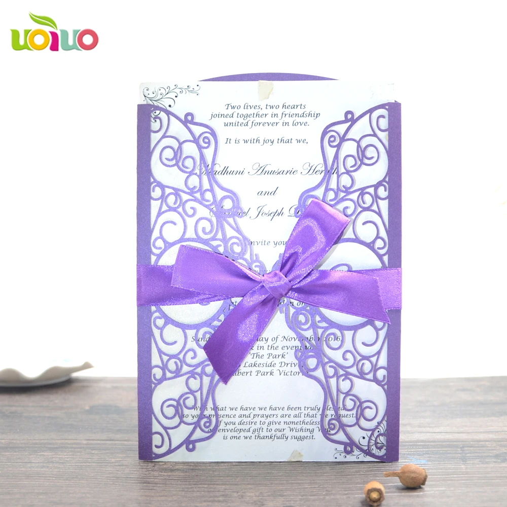 

free hot sell free logo invitation card paper customlizable laser cut flower wedding invitation card with free logo "R"A"