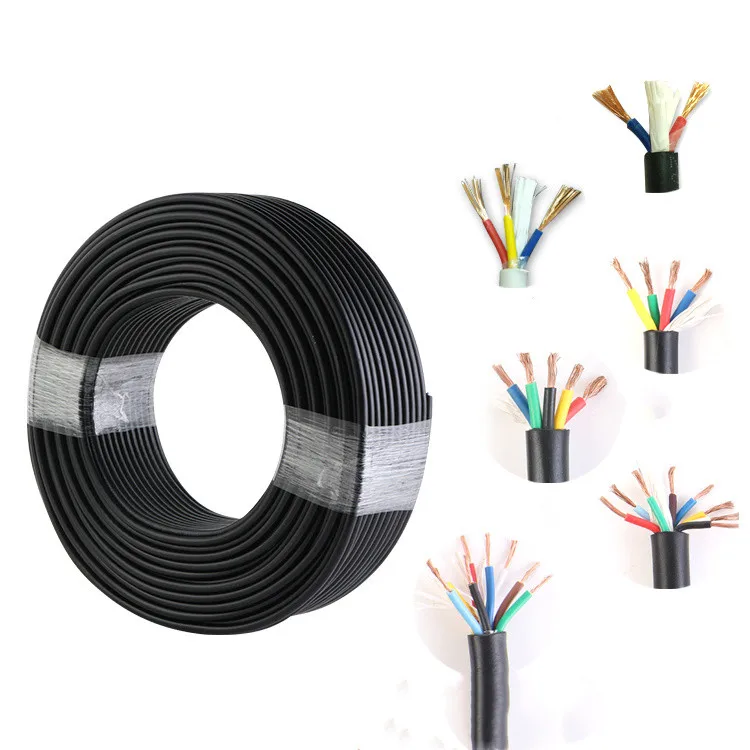 20 AWG 0.5MM2 RVV 2/3/4/5/6/7/8/10/12/14/16/18 Cores Pins Copper Wire Conductor Electric RVV Cable Black