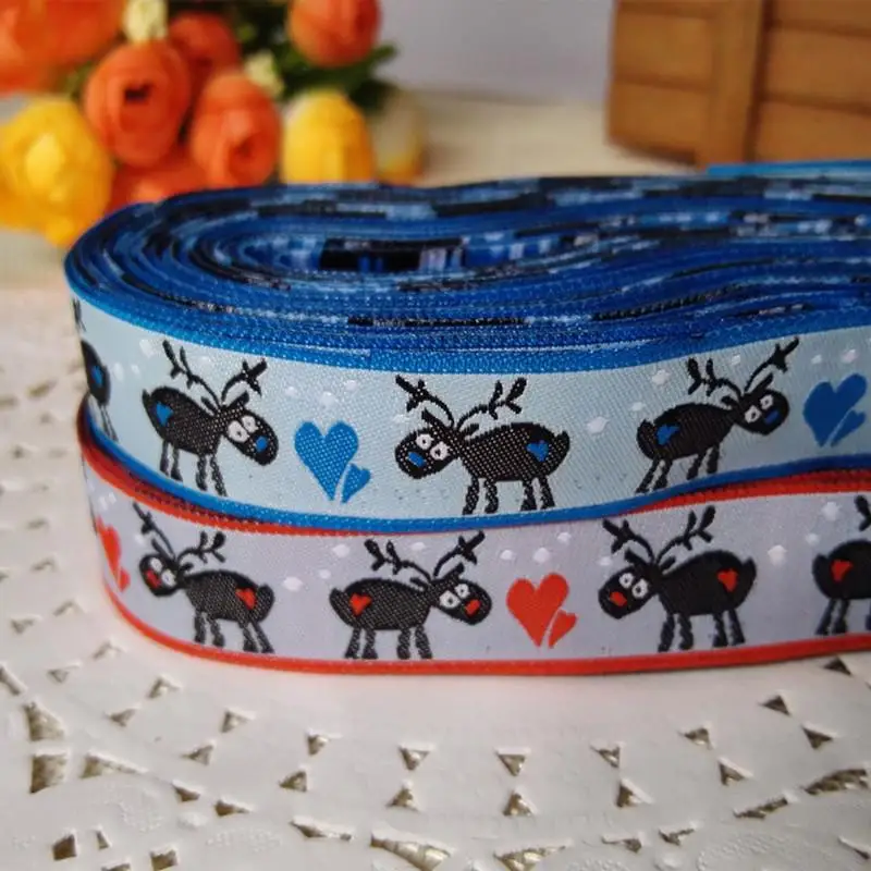 24 different colors Cow Duckling wholesale 5/8 \'(16 mmx5yards) Polyester Woven Jacquard Ribbon with Dachshund dog For Dog Collar