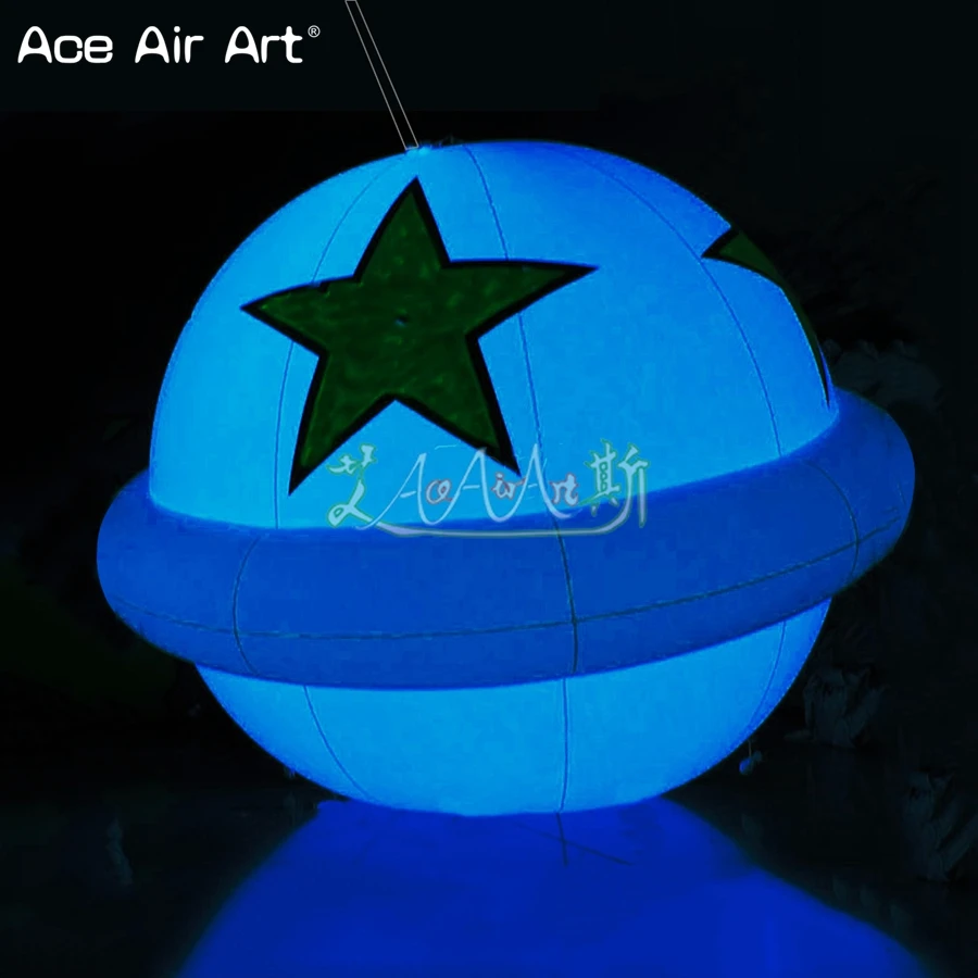 Hanging EU Balloon Inflatable LED Light Balloon with 5 Point Stars for Decoration for France