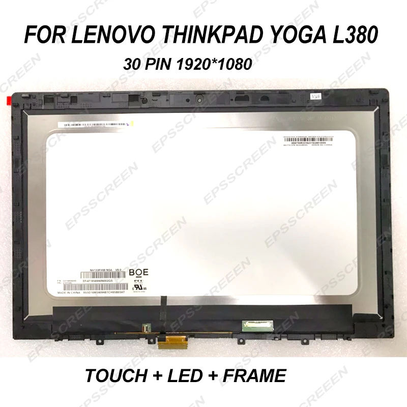 13.3 screen replace for Lenovo Thinkpad L380 L390 Yoga 20M7 touch digitizer glass + LED LCD Panel assembly display full hd