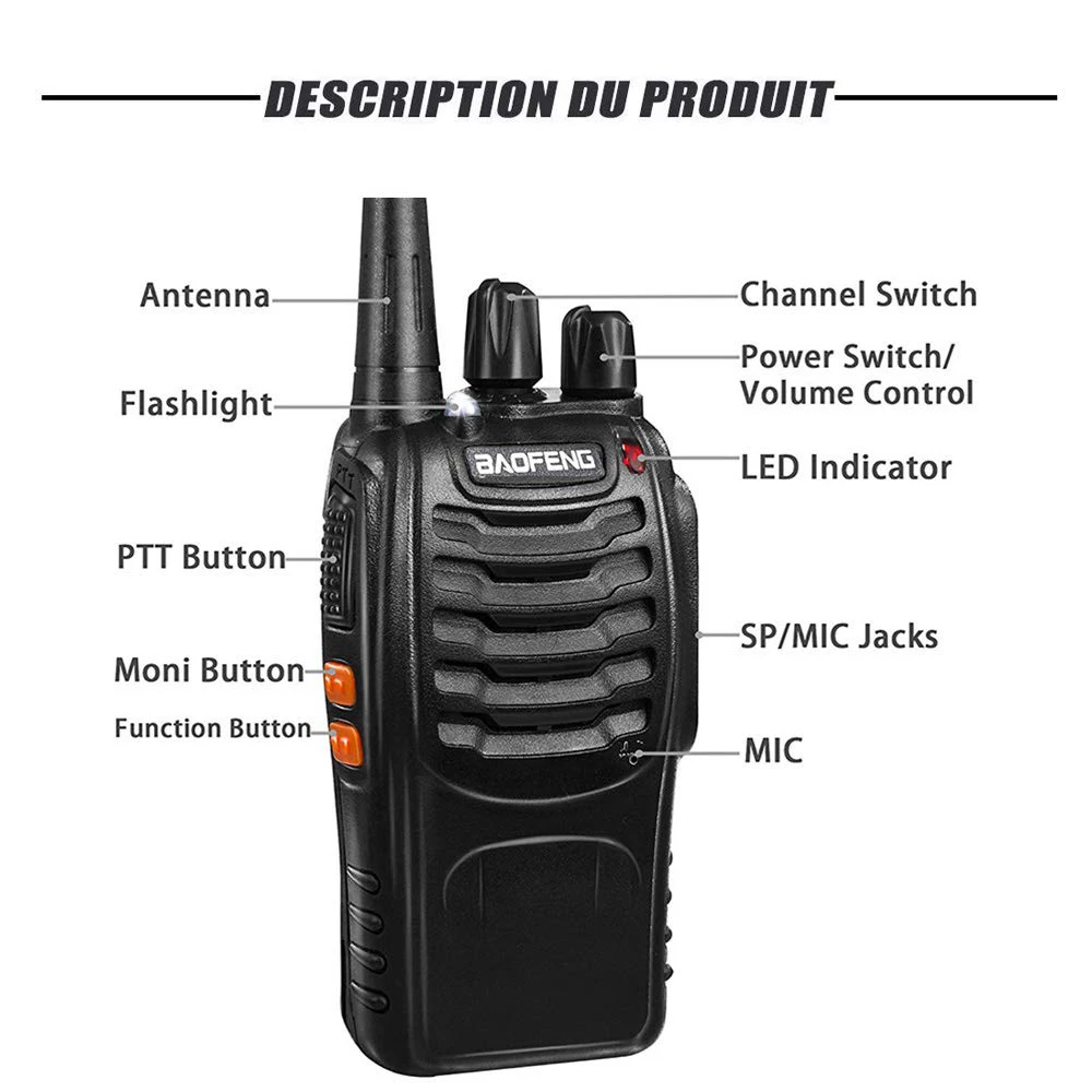 6PCS Two-Way Radio Walkie Talkie Handy Pofung Bf-888s Baofeng 888s With 5w CB Radio Scanner Handheld Ham Radio HF Transceiver