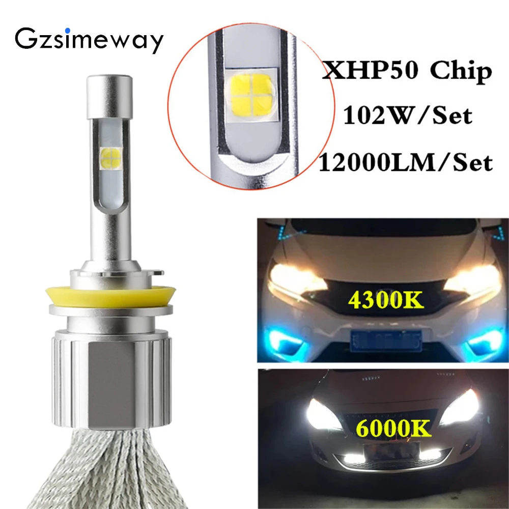 H7 Led 4300K H11 H1 H3 9005 880 H8 H13 h4 H/L Headlight H9 H27w Bulbs XHP50 HB3 6000K Auto D2S/R Headlamp Car Lights 12000LM