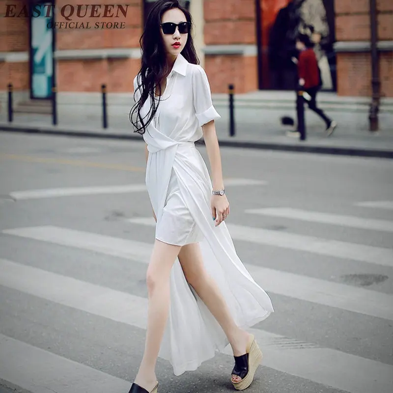 women summer dress 2018 new arrival long dresses casual summer fashion white long blouse dress leg slit dress NN0640 HQ