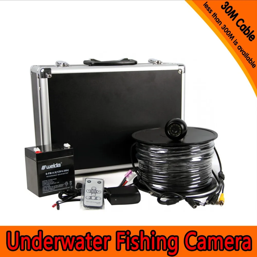 Dome Shape Underwater Fishing Camera Kit with 30Meters Depth Cable & 7Inch TFT LCD Monitor with OSD Menu & Hard Plastics Case