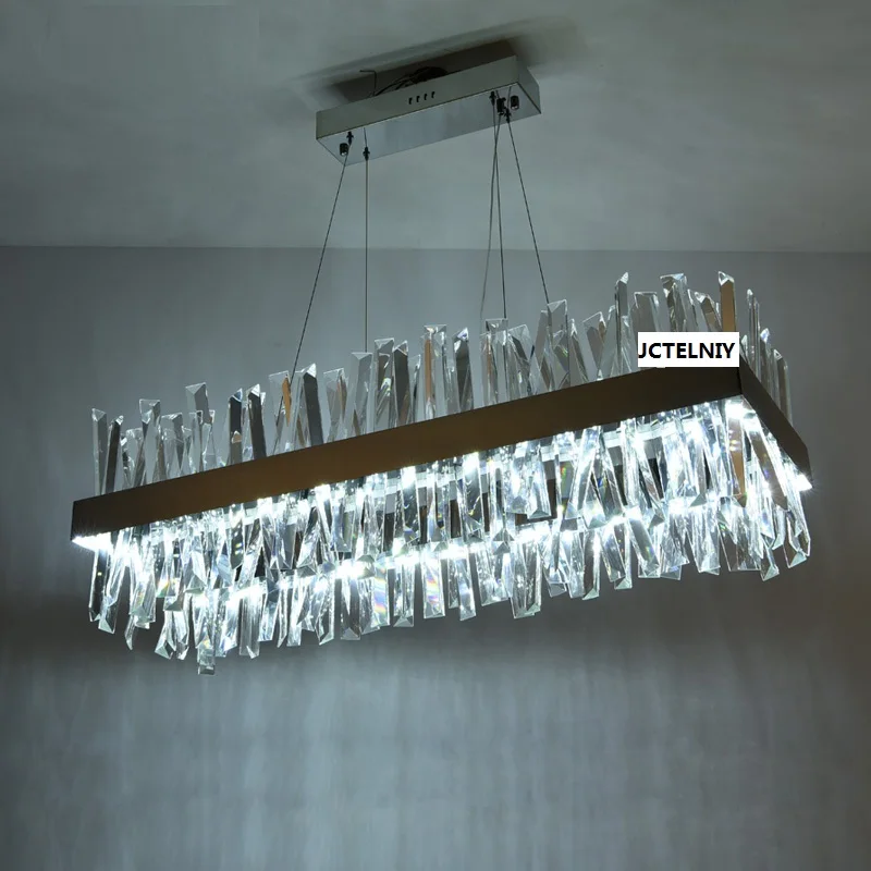 New modern crystal chandelier stainless steel  designer living room LED lights chrome decorative lights  Rectangular lamps