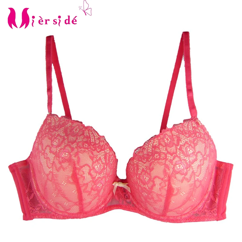 

Mierside WR034SF Sexy Bra with Lace Pink Color Padded Bralette lingerie Women Underwear 32-36 A/ B /C/ D