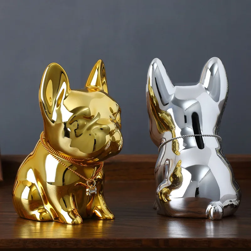 Creative Piggy Bank Bulldog Resin Decoration Large Coin Money Box Cute Puppy Home Decoration for Children Toys