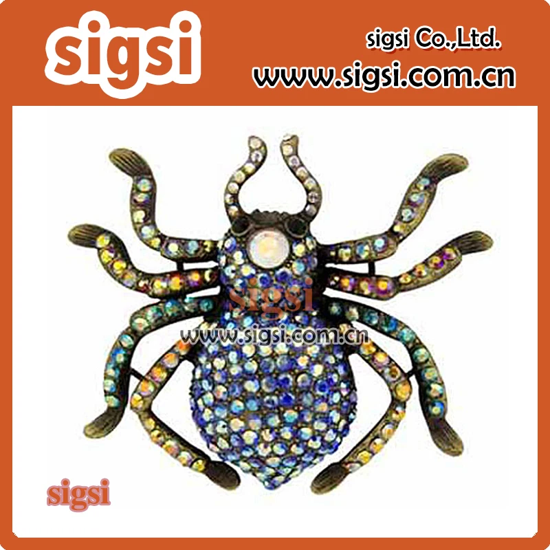 High quality wholesale insect rhinestone spider animal brooch pin for gift/party