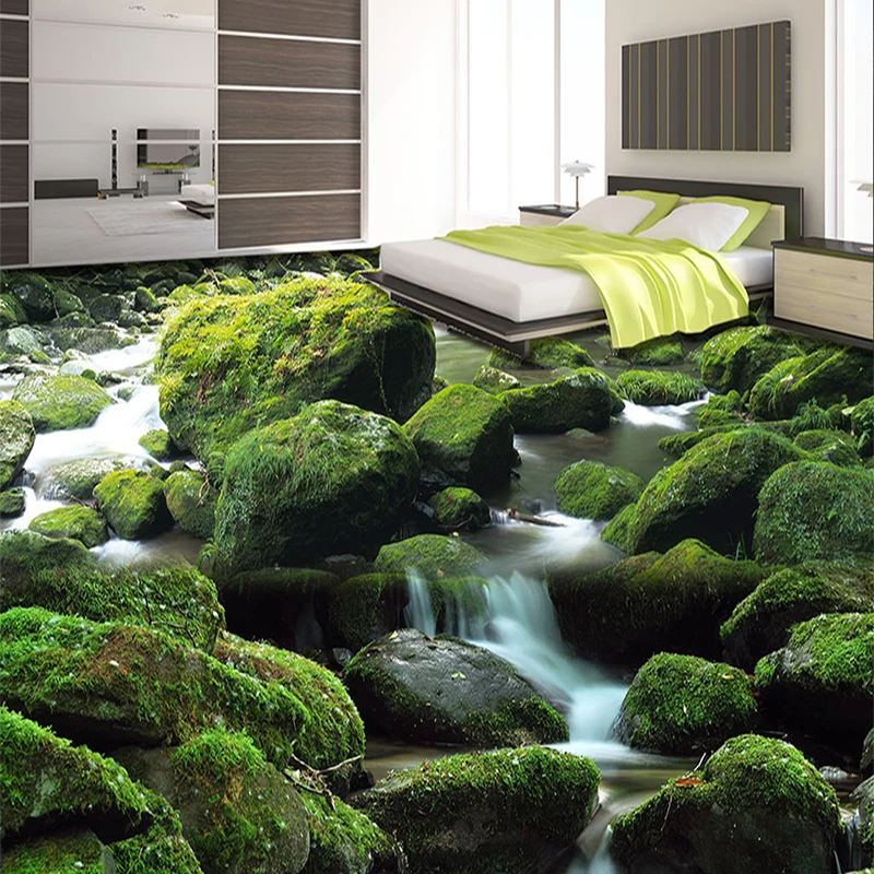 

Custom Floor Wallpaper 3D Stereoscopic Stream Landscape Photo Floor Murals For Living Room Bathroom PVC Self Adhesive Wall Cover