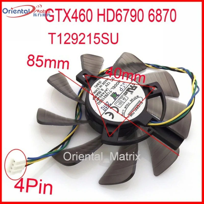 T129215SU 12V 0.50A 85mm For ASUS HD6790 6870 GTX460 Graphics Card Cooling Fan 4Pin 4Wire