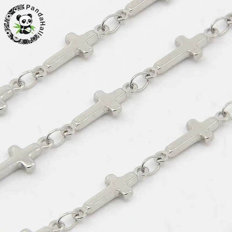 316 Stainless Steel Link Chains, Decorative Chain, with Cross Connector, Stainless Steel Color, 5mm