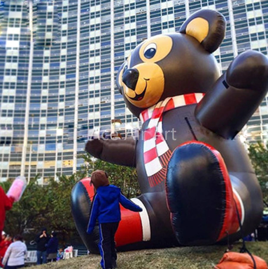 Lovely Outdoor Giant Brown Sitting Inflatable Bear with Hands Up Animal Model for Shop Advertising and Festival Decoration